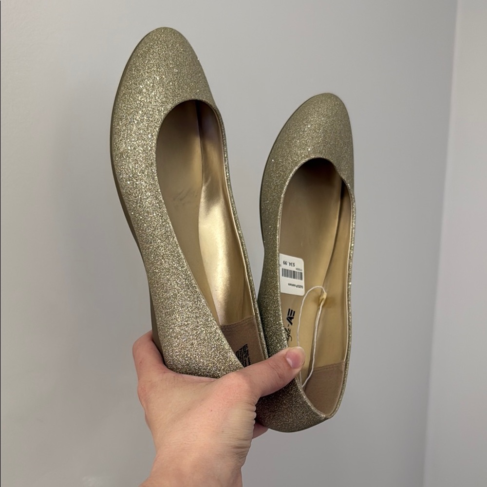 American Eagle Outfitters Gold Glitter Flats